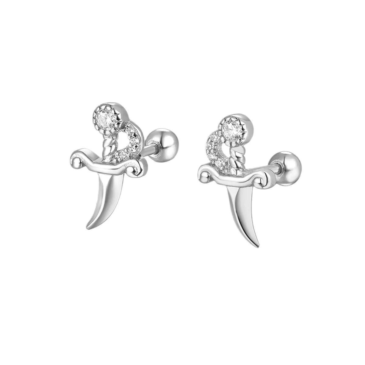 WANTME 925 Sterling Silver Fashion Love Butterfly Romantic Star Crown Screw Stud Earrings for Women Ear Bone Piercing Jewelry