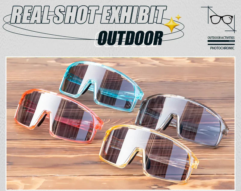 SCVCN Photochromic Cycling Sunglasses Cycling Glasses UV400 Bicycle Eyewear Sports MTB Outdoor Bike Goggles Sunglasses Eyepieces