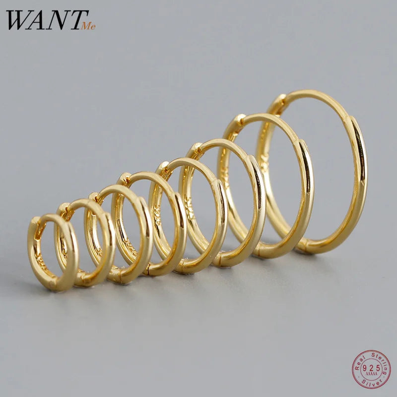 WANTME 925 Sterling Silver Fashion Simple Huggies Ear Buckle Accessories Minimalist Charm Ear Hoop Earrings for Women Jewelry
