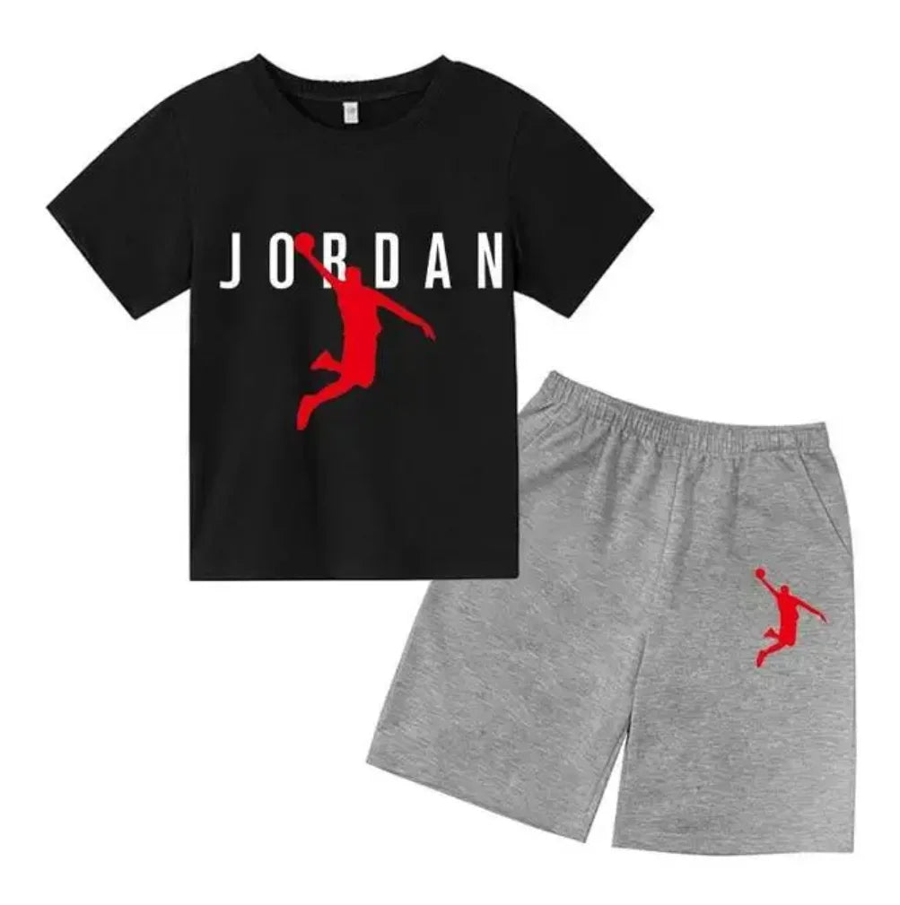 Basketball star Printing Children's T-shirt Tops +Shorts Fashion Leisure Clothing Toddler 3-12 Year Boys Girls Round neck Set