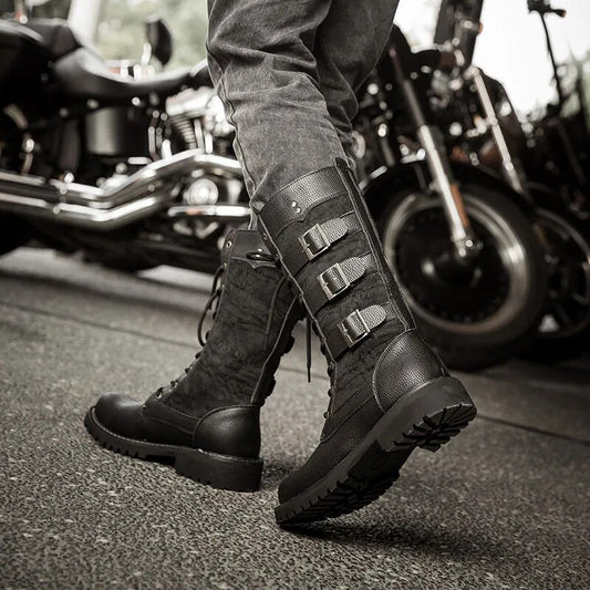 Mens Motorcycle Boots Leather Boots Male Footwear Cowboy Casual Shoes