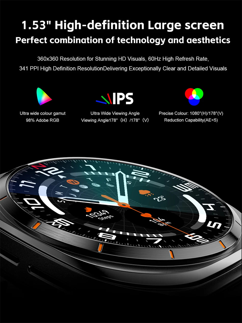 2025 New 6ATM Waterproof Smart Watch Men Outdoor SmartWatch GPS earphone Compass Heart rate LED  Bluetooth Call Sports Gift