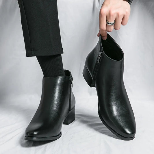 Fashion Men Military Boots Stylish Male Shoes High Heels Men Casual Leather Boots
