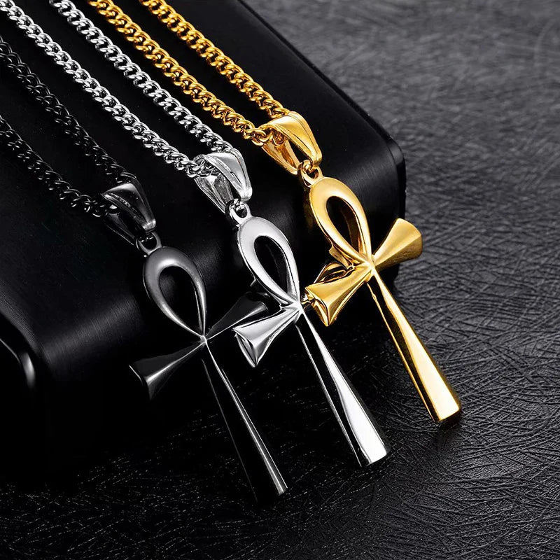 Amulet Pendant Egyptian Ankh Crucifix Necklaces Pendants  Symbol of Life Cross Necklaces Jewelry Wholesale