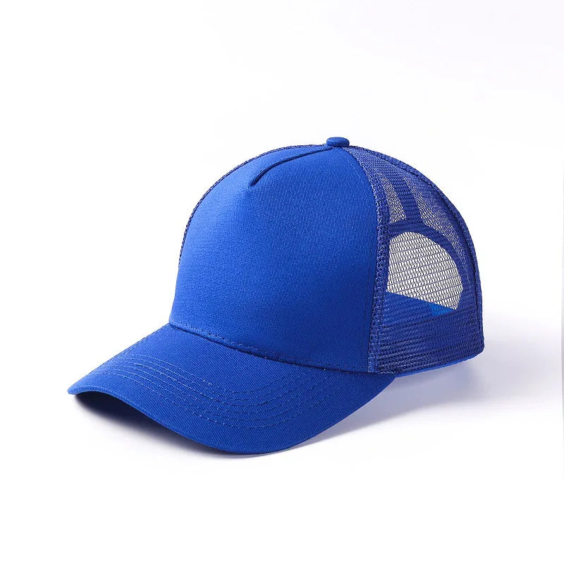 Blank 5 Pane Mesh Baseball Cap Mens And Women Curved Snapback Hats Summer Sunshade Sun Hat Simple Trucker Cap gorras casquette
