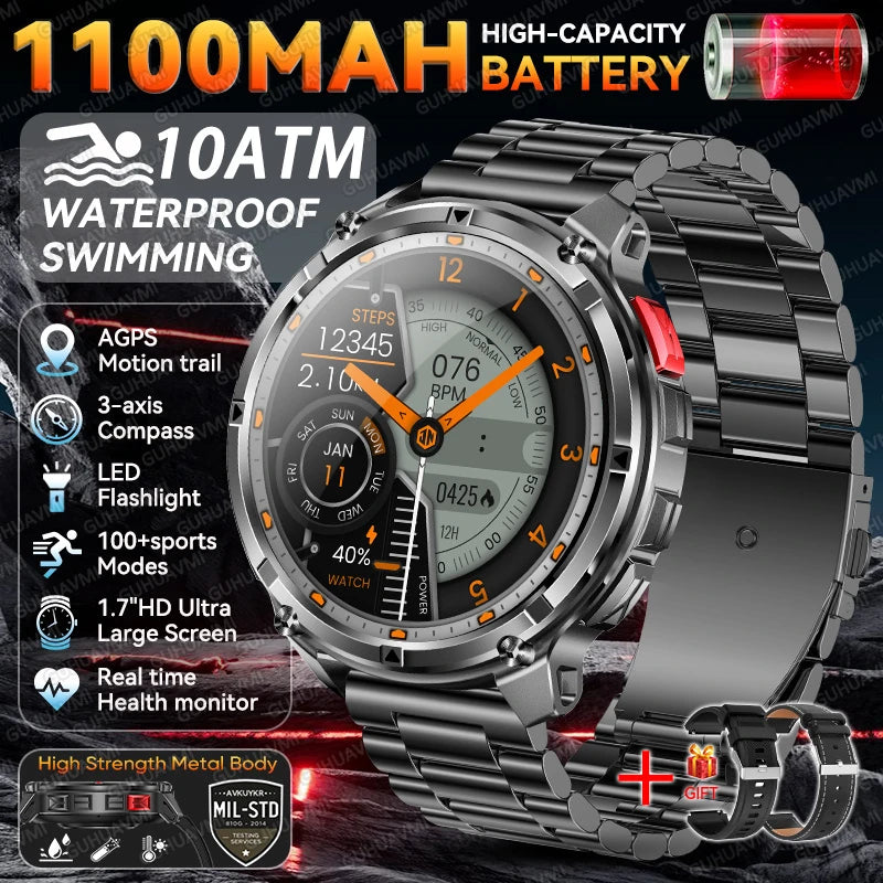 2026 New T-Rex3 Pro GPS Tracker Smartwatch Men 120-Day Standby 1100mAh Clock Rugged Outdoor Sport 10ATM Waterproof Call Watches