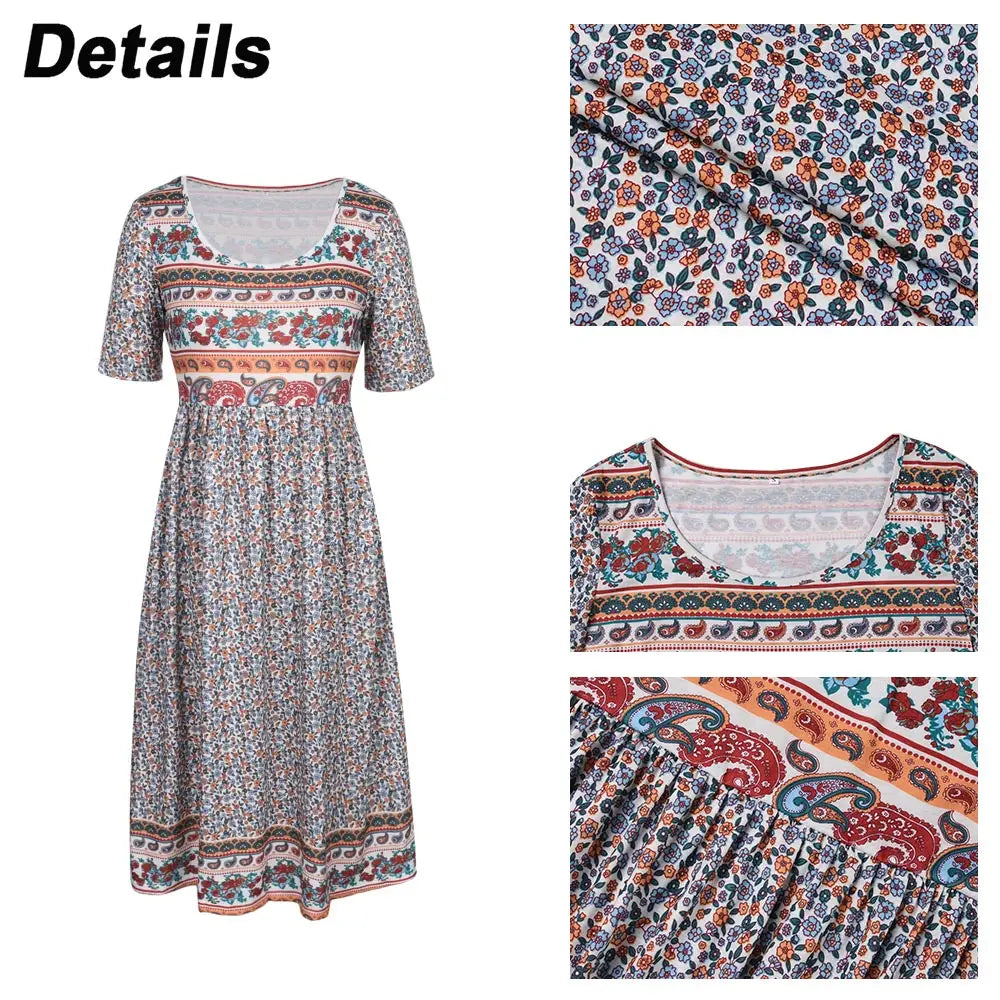 Plus Size Bohemian Dress for Women Clothing 2023 Summer Sexy Oversized Loose Long Skirt for Female Elegant Vestidos Rode