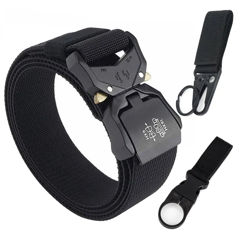 VATLTY 140cm Elastic Belt For Men Aluminum Alloy Quick Release Buckle Strong Nylon Tactical Belt Male Military Accessories