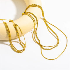 French Retro Three-Layer Stacking Snake Bone Twist Chain Necklace Stainless Steel