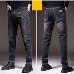 Men's Winter Thermal Korean Slim Fit Denim Pants Snow Warm Plush Thicken Trousers