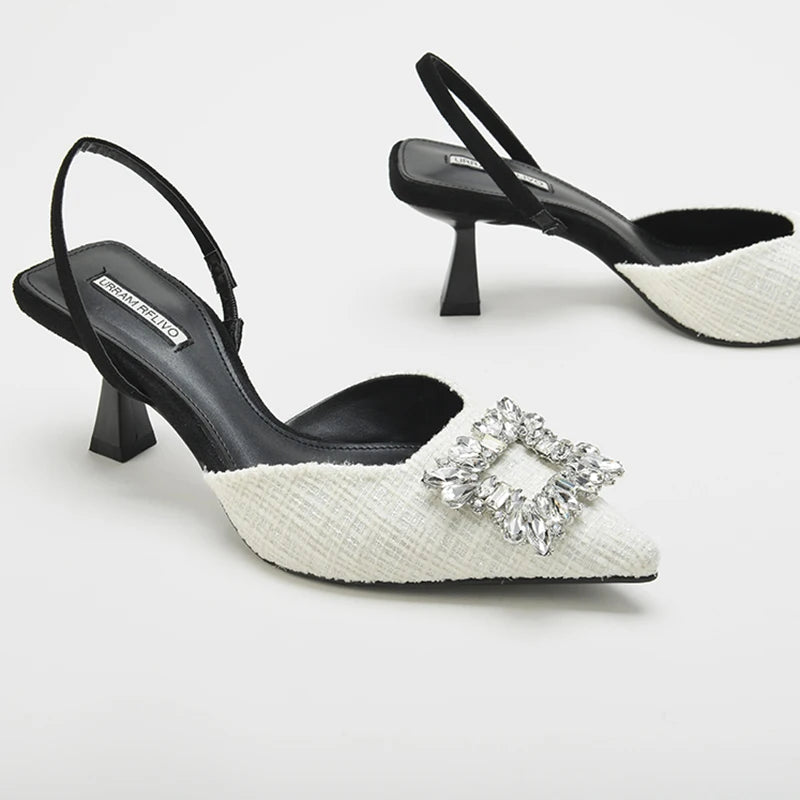 Women Pumps Luxury Crystal Slingback High Heels Ladies Summer Sandals