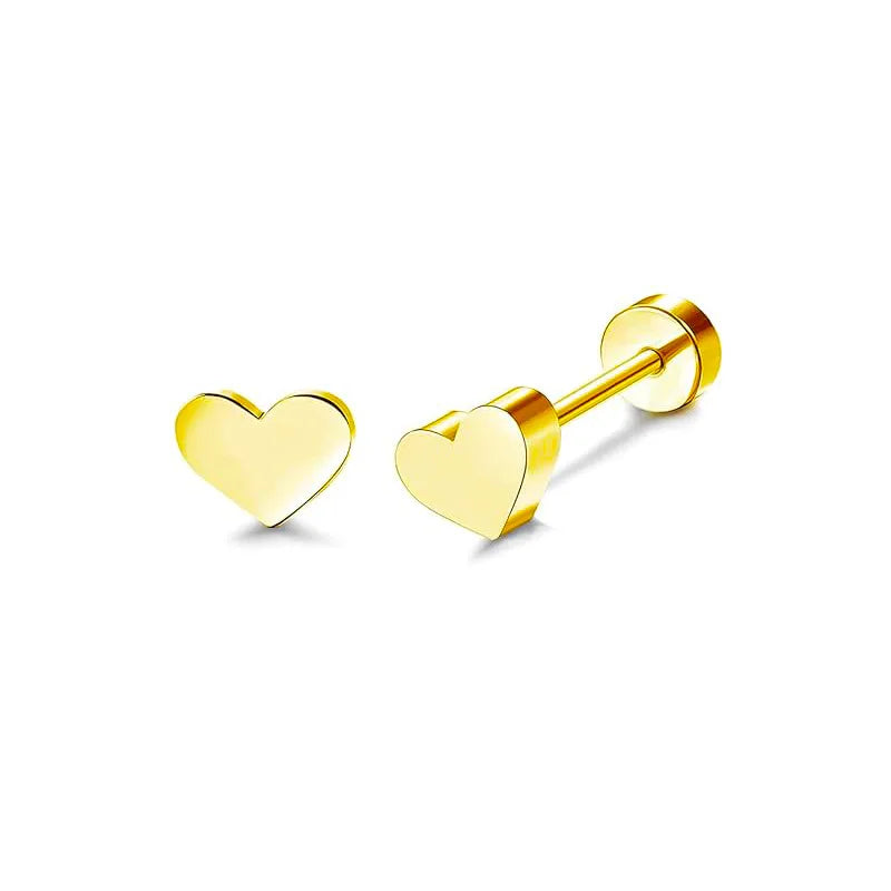 2PCS/Set Stainless Steel Gold Flower Cross Stud Earrings for Women Cute Mini Pearl Earrings Tragus Cartilage Piercing Jewelry