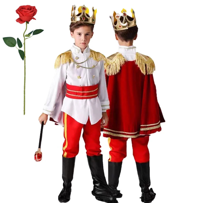 Halloween Carnival Kids Cosplay King Costume Fairy Prince Children Stage Performance Masquerade Festival Boys Clothing Set