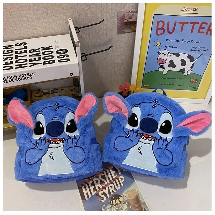 Disney high-quality sewn plush backpack cartoon fashion 3D mini women's backpack large capacity cute children's school bag