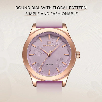 NAVIFORCE Watches for Women Creative Fashion Flower Dial Wristwatch Ladies Quartz Waterproof Shockproof Female Clock Gifts 2024