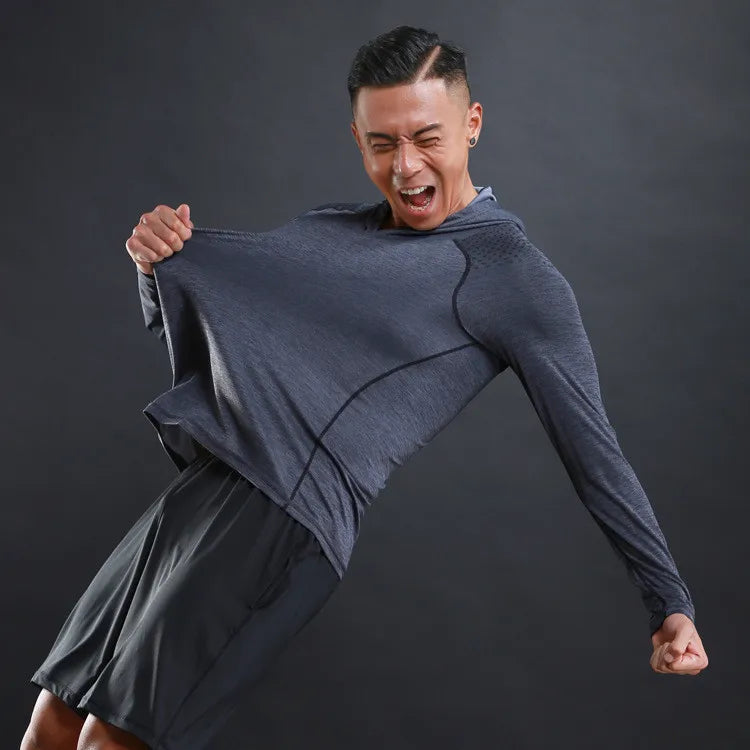 Men Hoodies Summer Running Fitness Casual Hooded Quick Dry Sweatshirts
