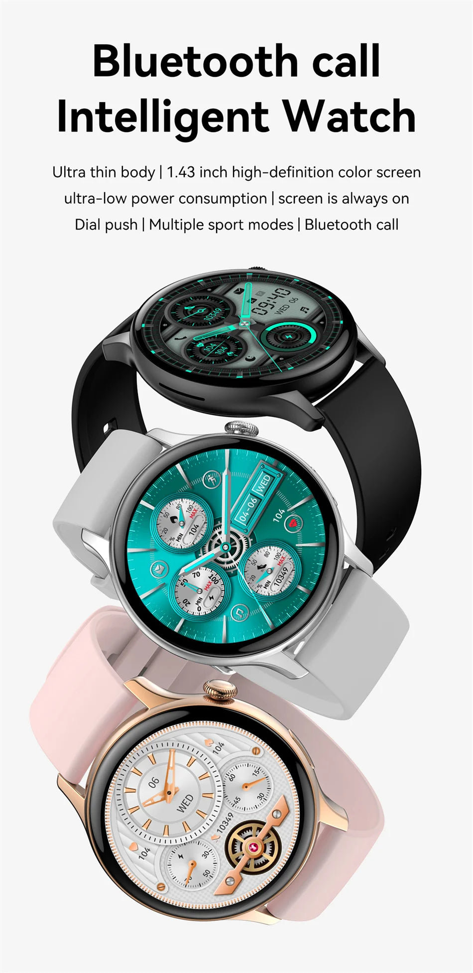 2026 New True AMOLED Smart Watch Ladies Screen Always Show Time 466*466 HD Health Tracker Voice Calling NFC Smartwatch Women