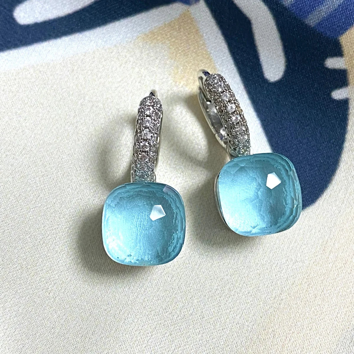Classic Candy Color Earrings Inlay Transparent Zircon 27Colors Crystal Earrings Platinum Plated Fashion Jewelry For Women