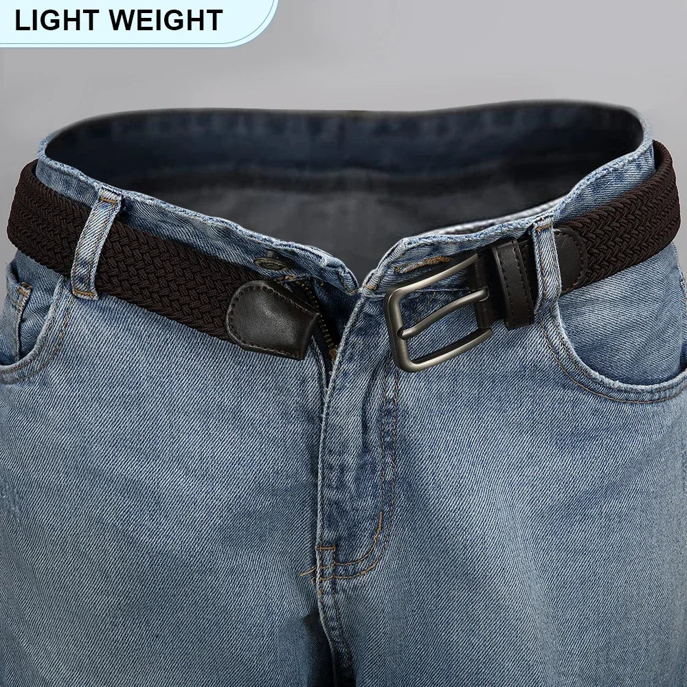 Men's Elastic Belts Unisex Casual Woven Belt for Men Outdoor Rock Climbing Training Work Belt with Jeans Belt of Women 115cm