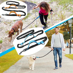 Double elastic reflective running leash portable retractable dog leash dog chain leash