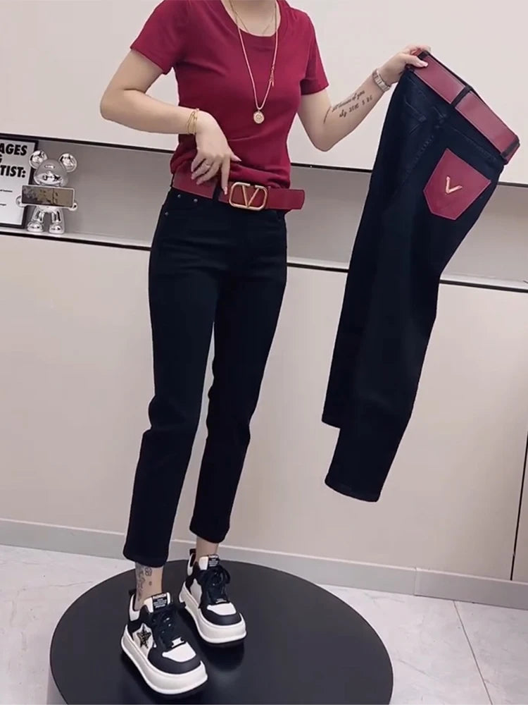 Y2k Jeans Large Size Straight Leg Women Jeans Explosive High-waisted