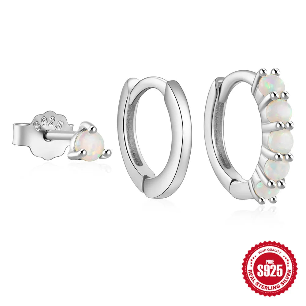CANNER Set Double Layer Smooth Classic Hoop Earrings For Women 925 Sterling Silver Ins Flower Color Zircon Earrings Fine Jewelry