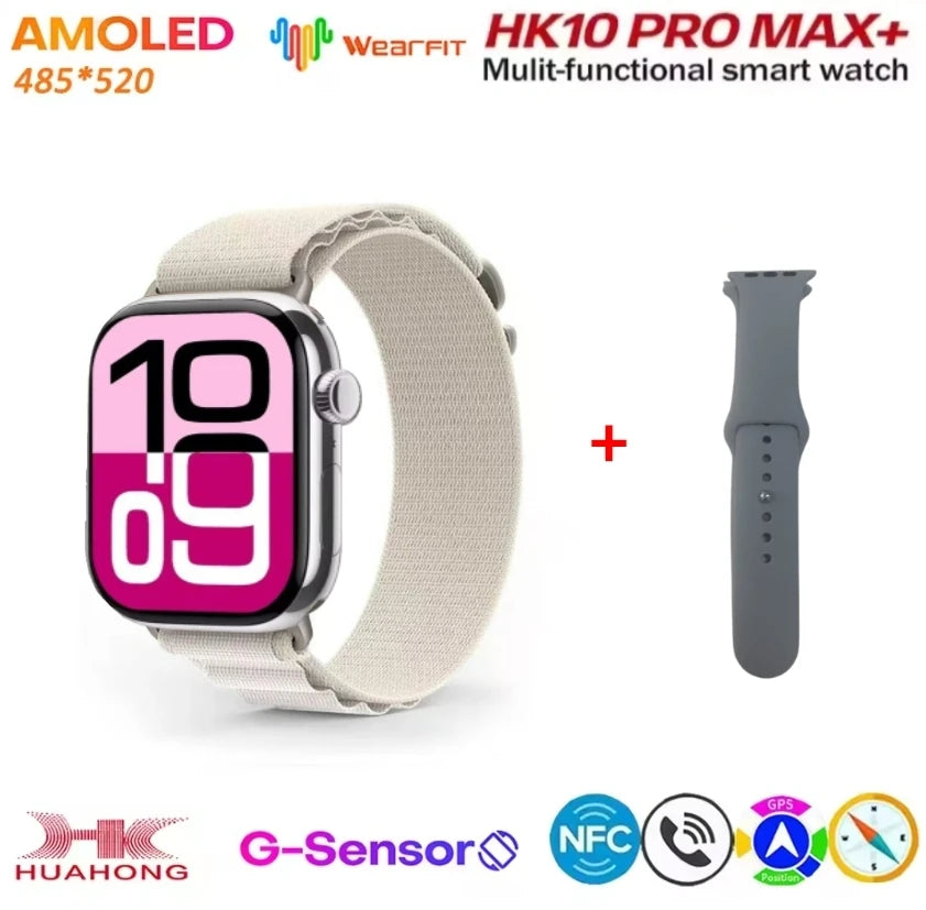 HK10 Pro Max  AMOLED Smart Watch Men WiFi Bluetooth Call ChatGPT Compass G-Sensor Photo Album Sport Smartwatch for Android IOS