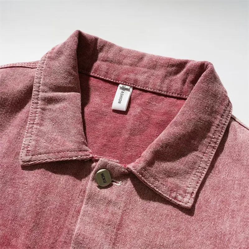 American Vintage Cowboy Coat Women New Patchwork Pink Denim Coats Men