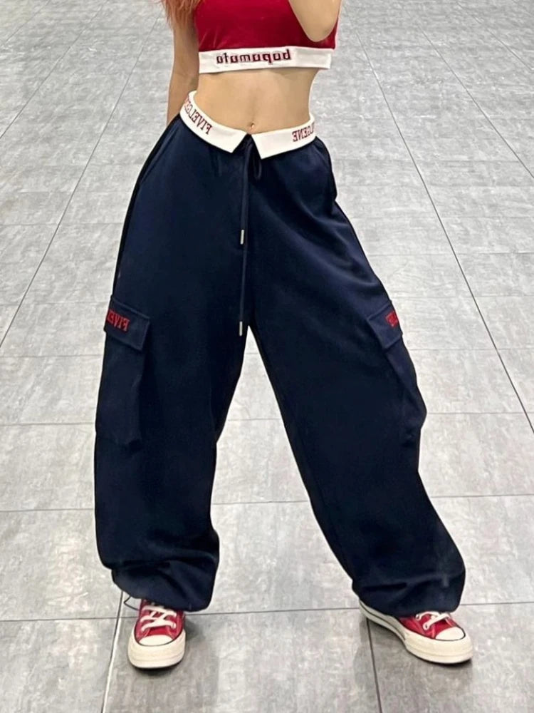 Y2k Baggy Cargo Pants Woman Sports Wide Leg Sweatpants Hip Hop Korean Fashion