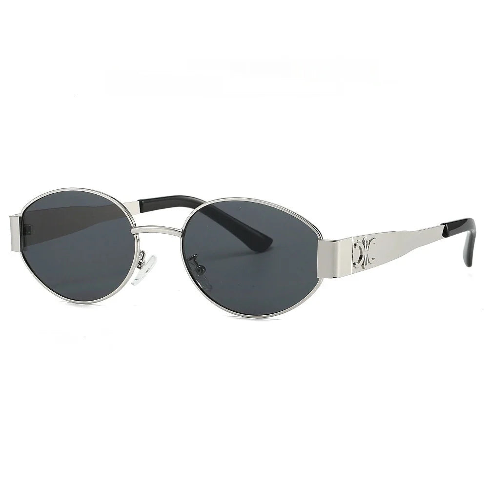 New Oval Frame Fashionable Sunglasses Metal Frame Personalized Sunglasses Ins Trendy Sunglasses For Friend Gifts