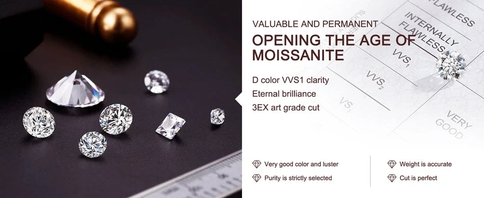 ALLNOEL 2mm Full Moissanite Ring for Women D Color VVS1 Female Single Tail Ring 925 Silver Ring Wedding Eternity Band With GRA