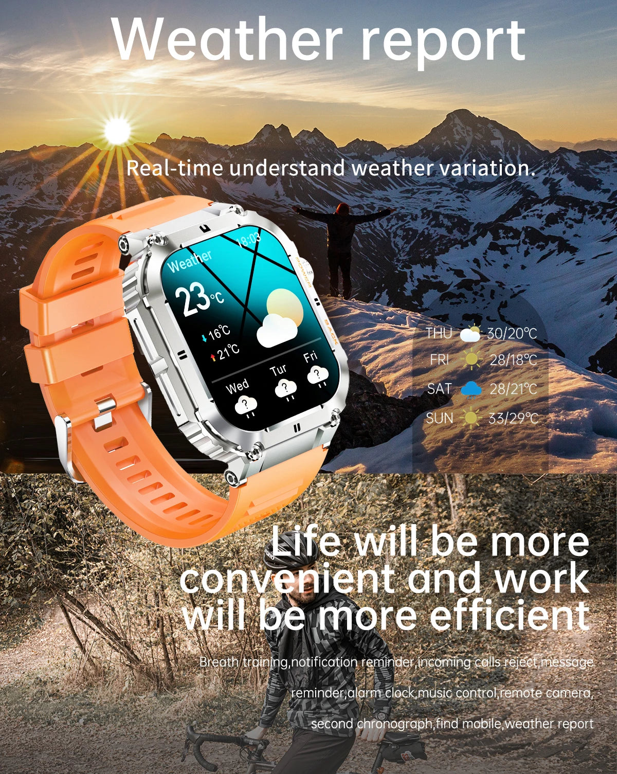 LIGE Outdoor Sports Fitness Smartwatch For Men