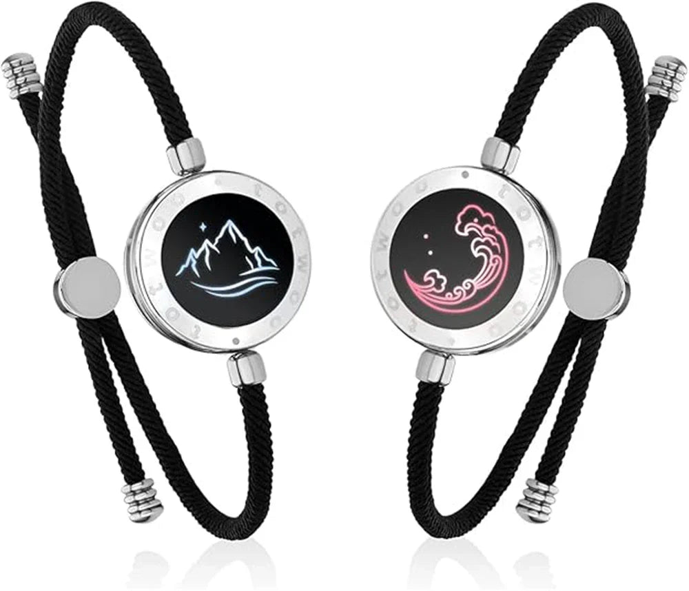 Totwoo Long Distance touch Light up&Vibrate Bracelets for Couples, Long Distance Relationship Gifts Smart Sun&Moon Love Bracelet