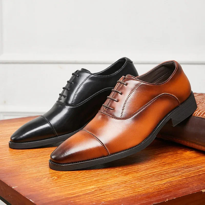 6cm Height Increasing Shoes for Men Business Dress Shoes Black Brown Lace Up Men's Elevator Genuine Leather Formal Shoes