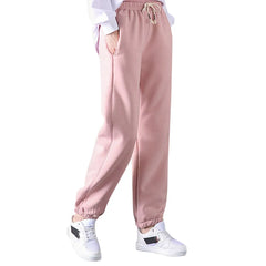 Winter Thicken Straight Pants Women Casual Fleece Sweatpants Warm Thick