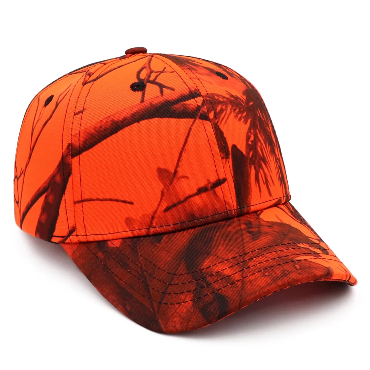 KOEP Jungle Tree Orange Camouflage Cotton Dad Snapback Hat Outdoor Fishing Baseball Cap Bold Fluorescent Orange Camo Hunting Hat