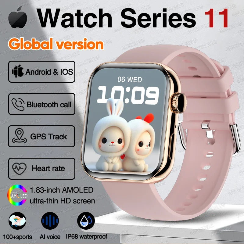 New Series 11 Watch Original Men Women Bracelet AMOLED Display Heart Rate Bluetooth Call GPS Track Waterproof Sports Smartwatch