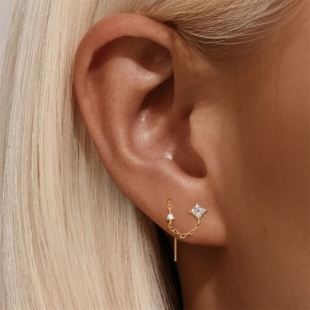 Aide 925 Sterling Silver Long Chain Tassel Baroque Irregular Pearl Dangle Earrings for Women C Shape Earrings Jewelry Pendientes