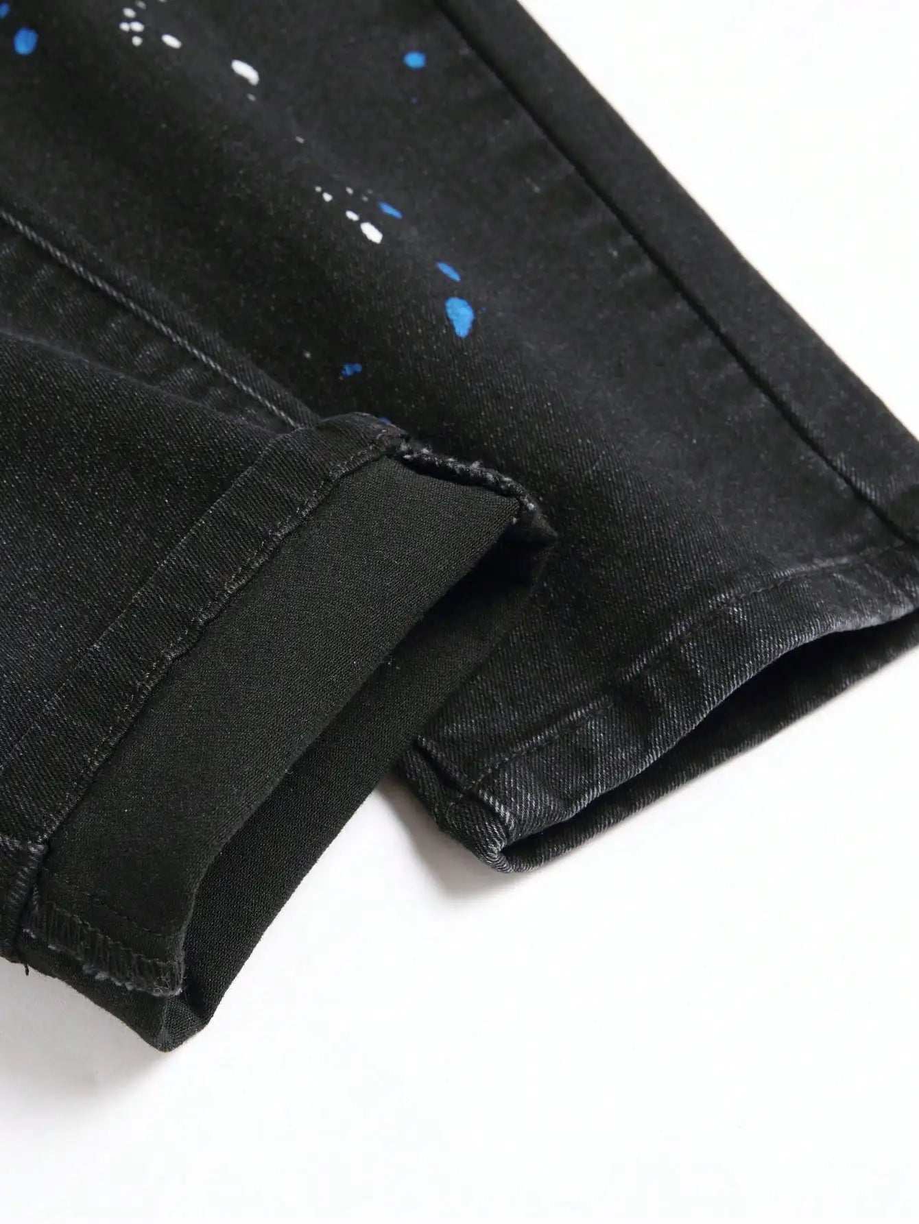 Men Stretchy Ripped Skinny Biker Embroidery Cartoon Print Jeans Destroyed
