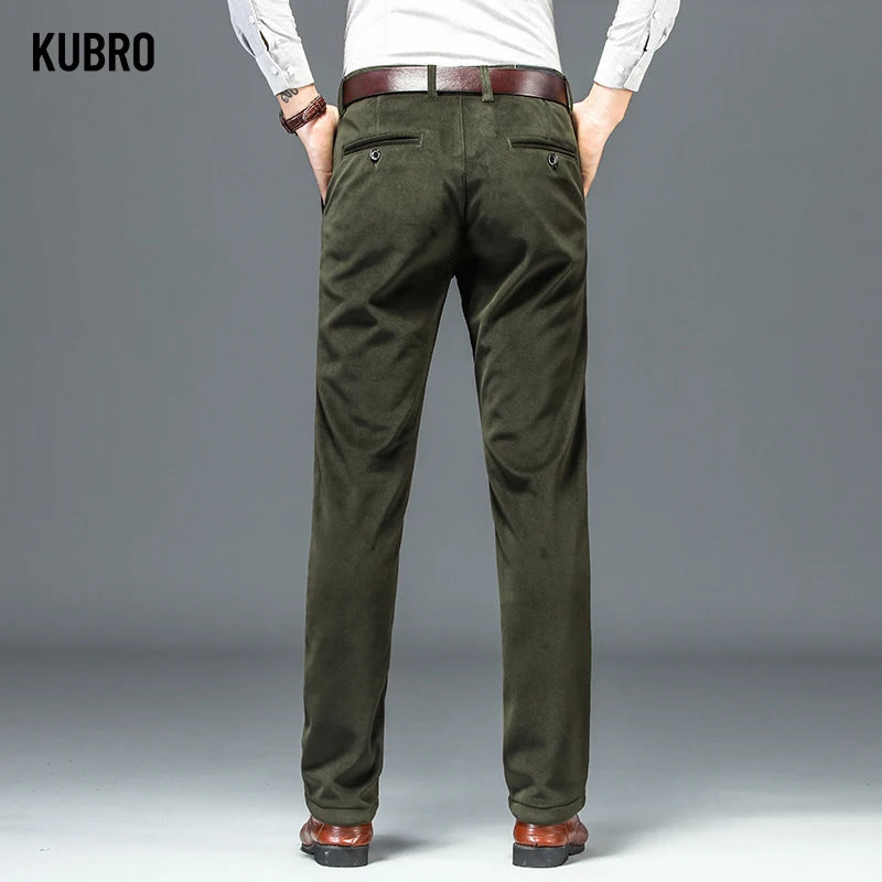 Colors Men's Classic Solid Corduroy Pantalon Autumn Winter Casual Pant Business Fashion
