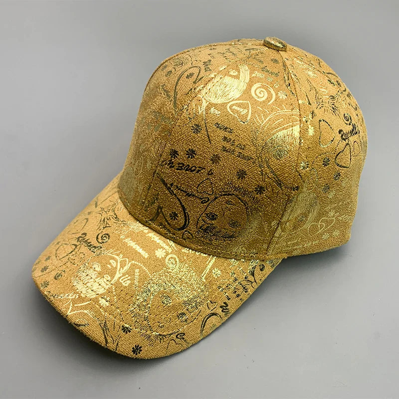 New Kpop Shiny Reflective Graffiti Letter Men Women Baseball Hats Cotton Comfortable Street Tie-dyed Fashion Sport Hip Hop Caps
