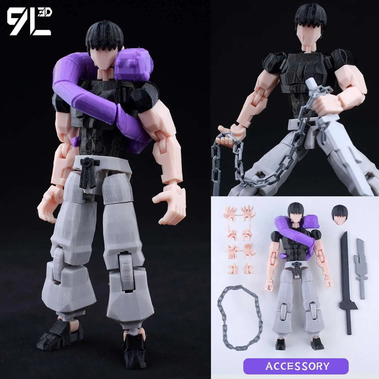 9L3D Printed Demon Slayer AKAZA Tanjiro Kamado Lucky Dummy 13 Movable Shapeshift Action Figures Mannequin Toys for Anime Fans