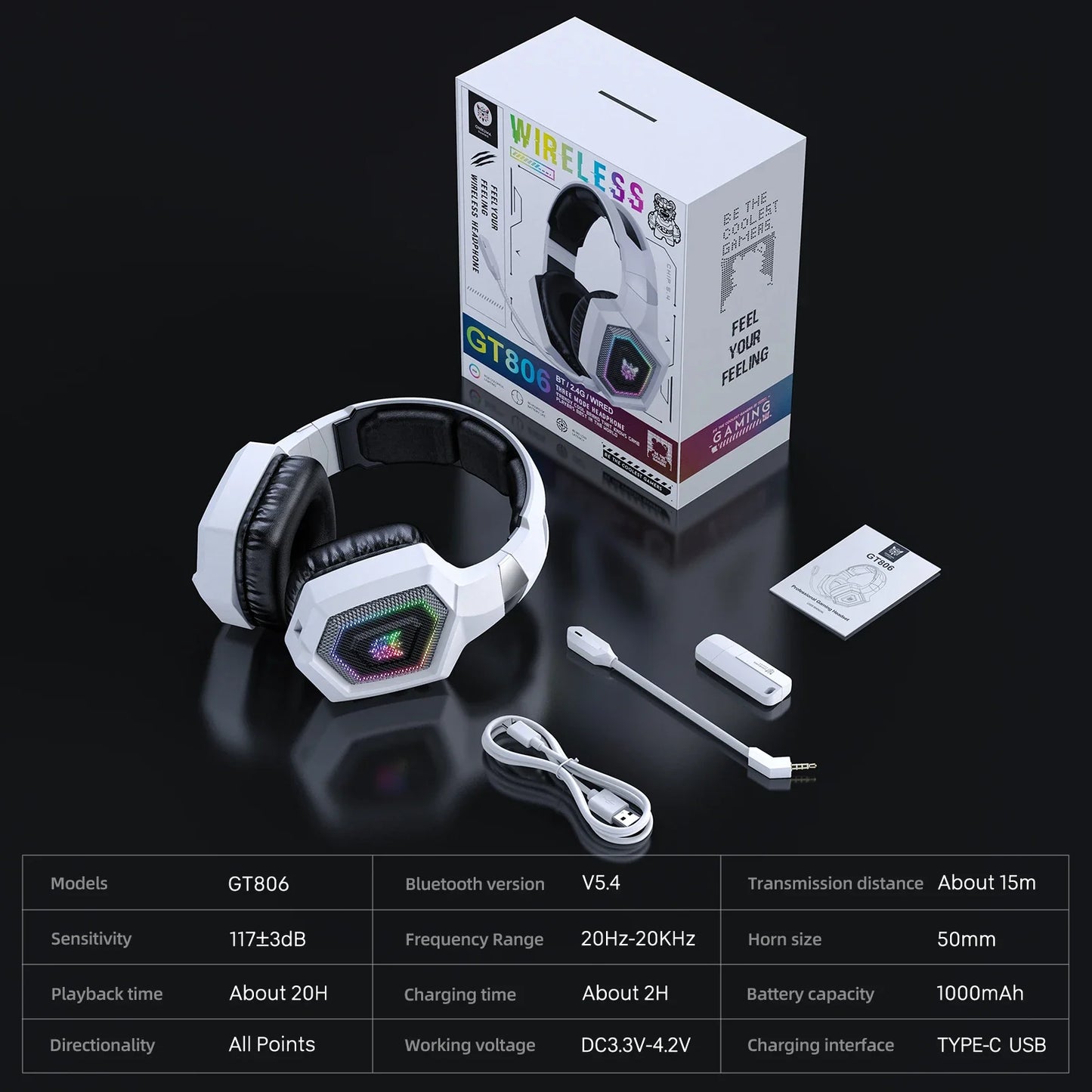 ONIKUMA 2.4GHz Wireless Gaming Headset For PS5 PS4 PC Mac Noise Cancelling Earphone Headset Gaming Headphone With Micr RGB Light