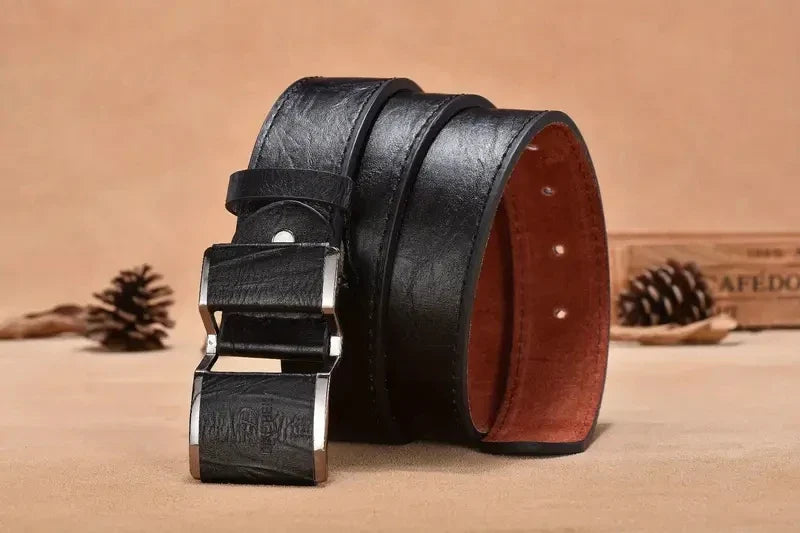 Men's Business Belt Smooth Buckle Leisure Belt Jeans Belt Suit Pants Belt