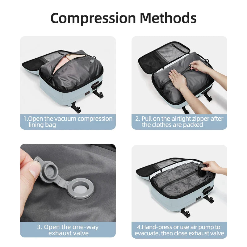 Travel casual Backpack 16 inch vacuum compression Laptop Backpack USB charging school Backpack Extended Hiking Business backpack
