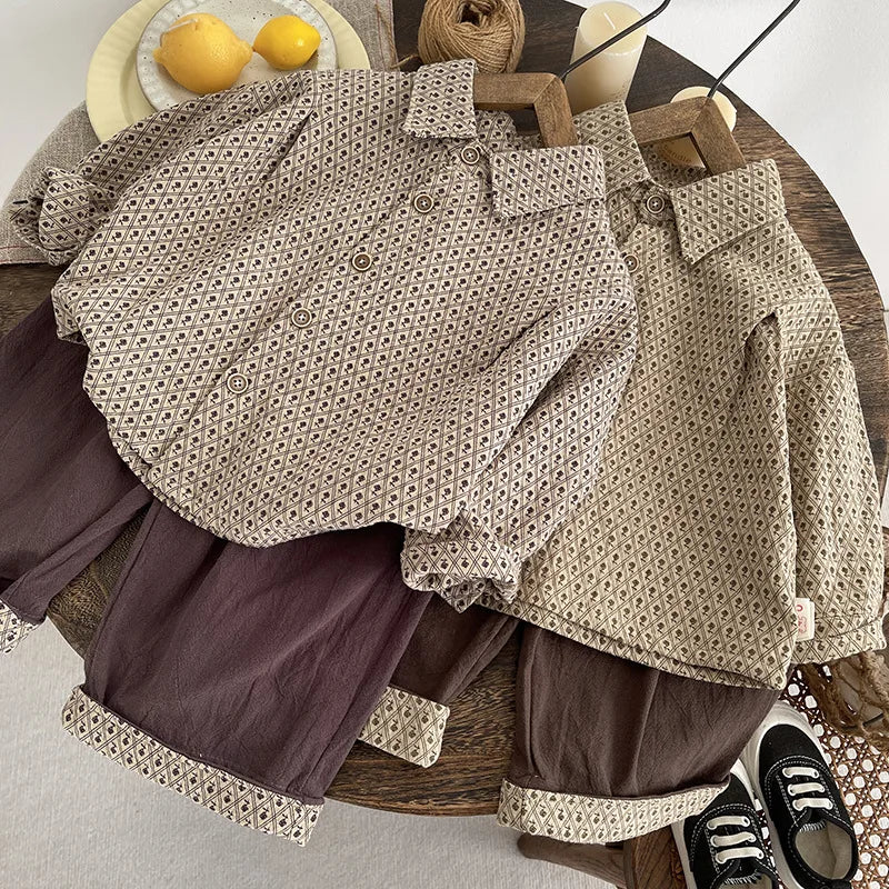 Boys Clothes Sets Spring Autumn 2025 Children Fashion Shirts Pants 2pcs Party Suit For Baby Tops Trousers Outfits Kids Tracksuit