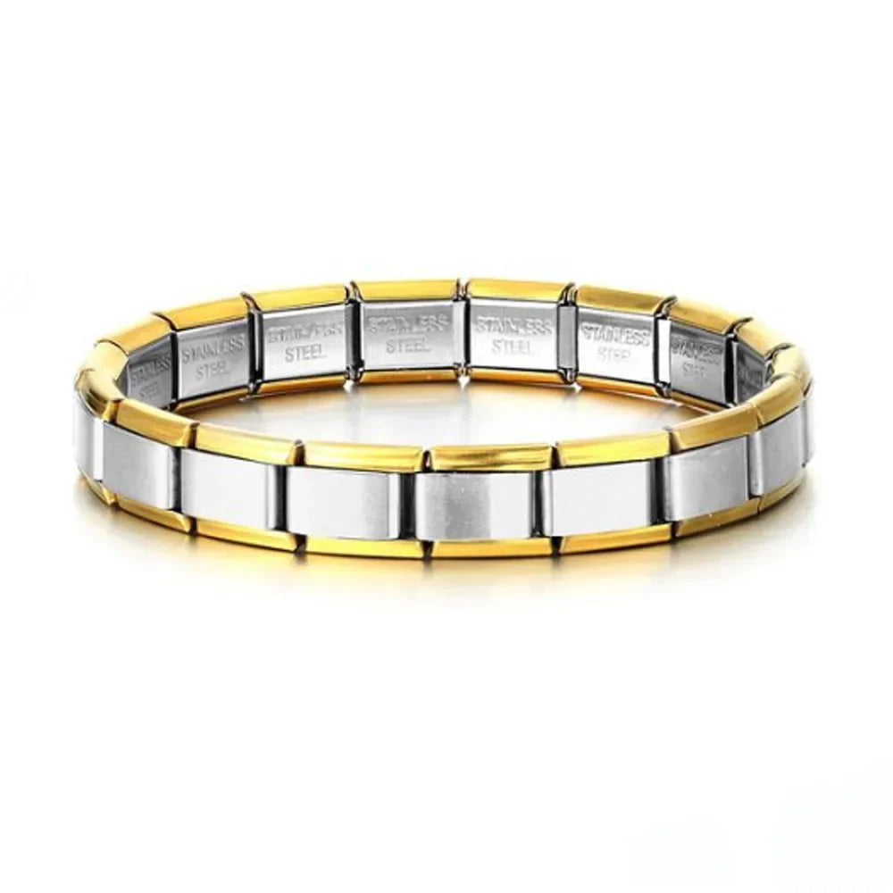 Italian Charm Link for Women Men 9mm Width Silver Gold Color Chain Stainless Steel Bracelet on Hand DIY Making Jewelry Wholesale