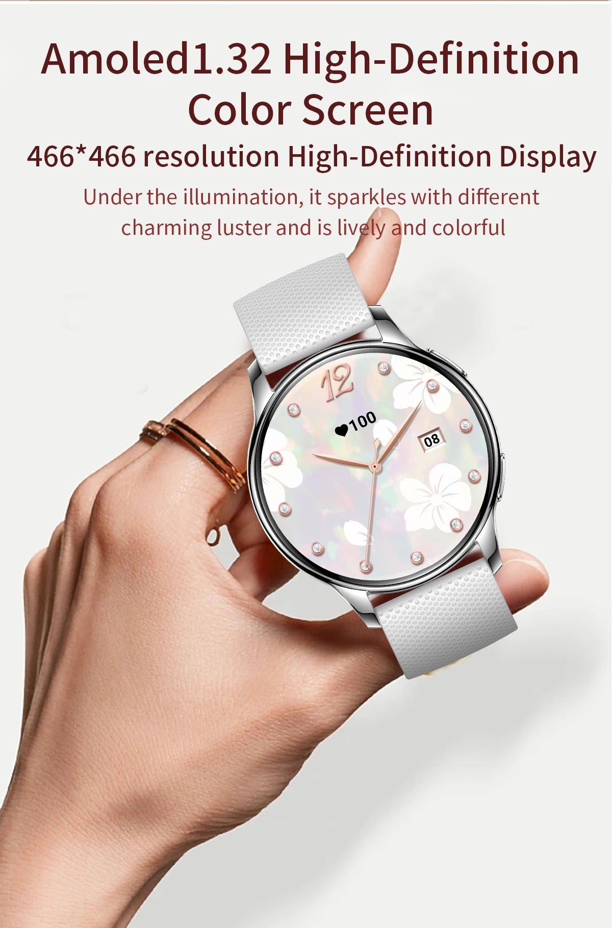 New Original Smartwatch HD 466*466 Always Show Time 1.32 AMOLED Display Call Reminder Gift Ultra Thin Women SmartWatch for Women