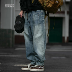 American Vintage Denim Cargo Pants Men Clothing Streetwear Loose