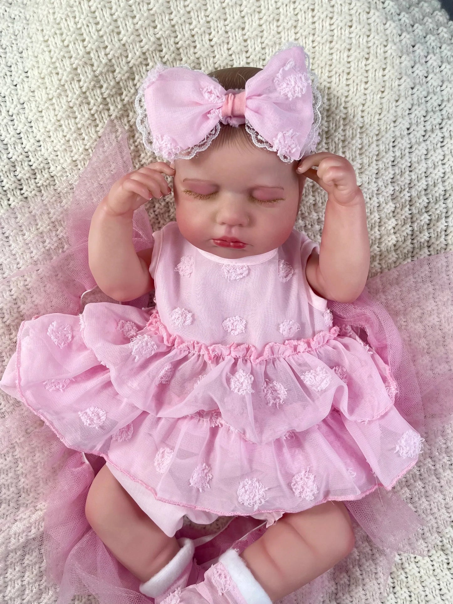 MRB 20 Inch Full Body Vinyl Reborn LouLou Girl Washable Reborn Baby Doll Adorable Reborn Toys Birthday Christmas Gift
